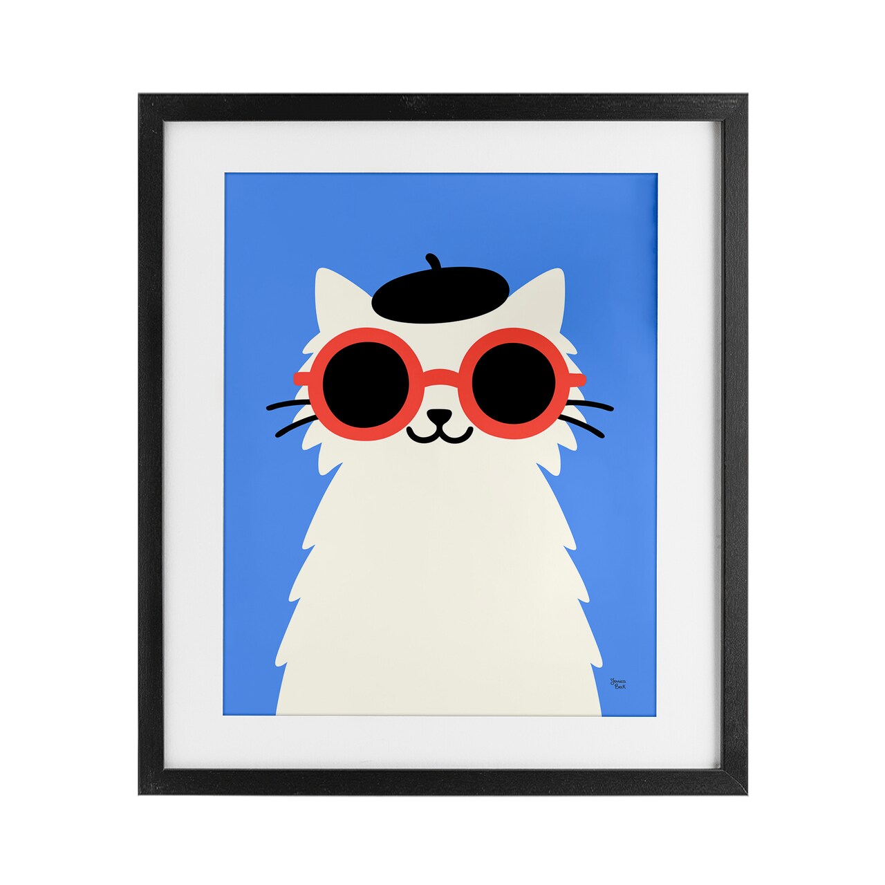 Stupell Industries Stylish French Cat Framed Print Under Glass, design by Jessica Beck
